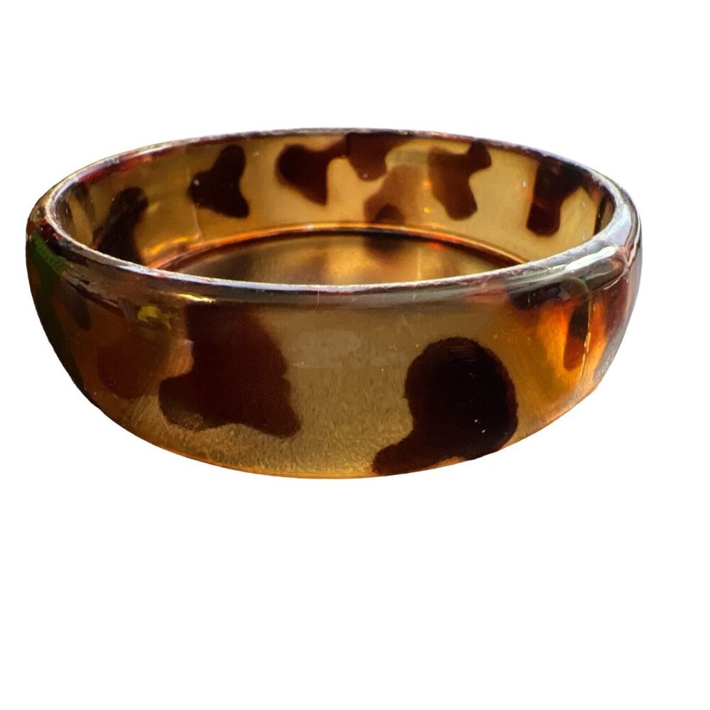 Brown Animal Print Acrylic Bangle Bracelet